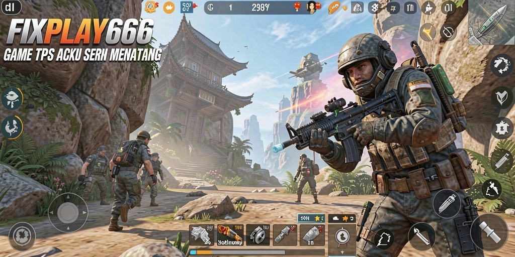 Tangkapan layar FIXPLAY666 menampilkan aksi seru dalam gameplay TPS.