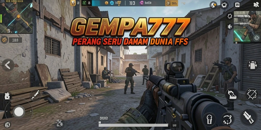 Screenshot utama GEMPA777 menampilkan aksi tembak-menembak yang mendebarkan.