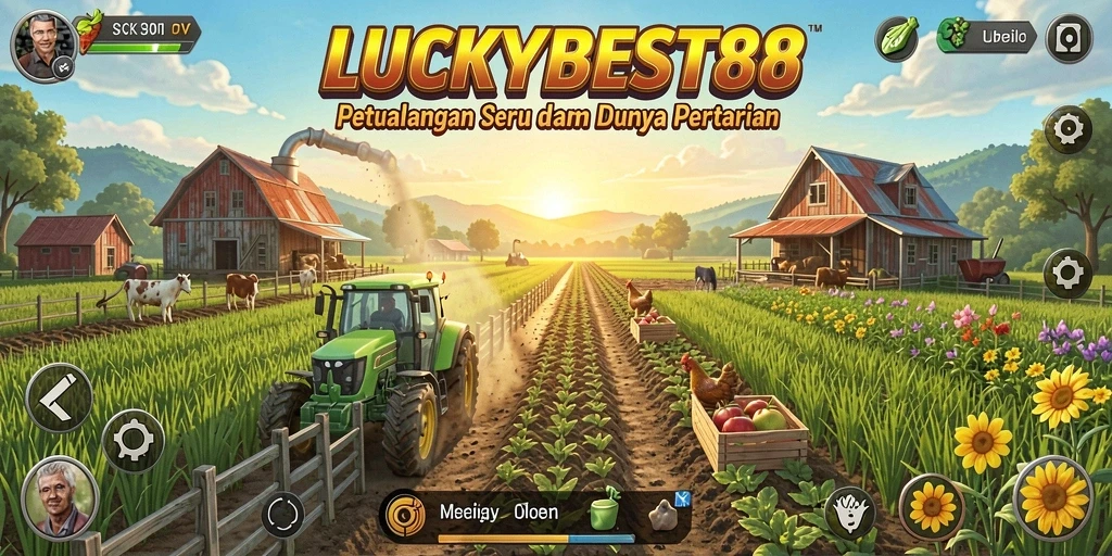 Tampilan gameplay seru dengan aktivitas bertani yang menarik.