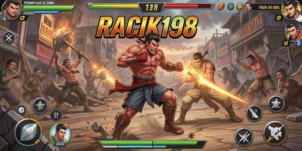 Screenshot aksi seru dari game Fighting RACIK198 yang penuh tantangan.