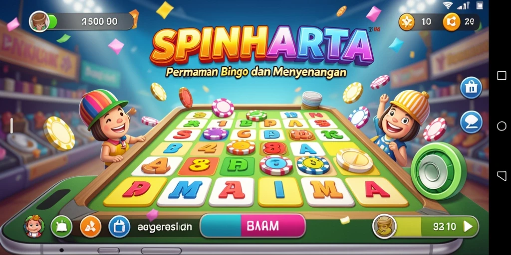 Tampilan menarik gameplay Bingo SPINHARTA yang penuh warna.