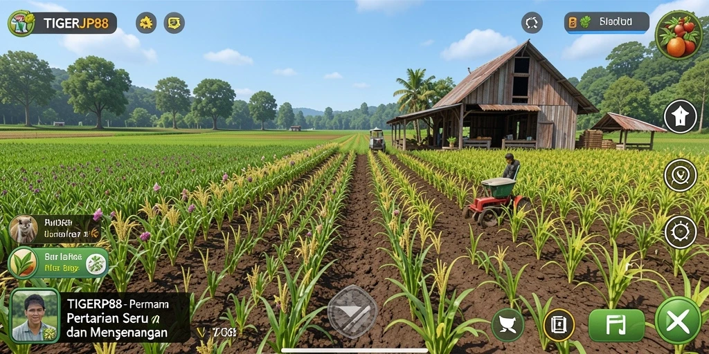 Screenshot gameplay TIGERJP88 menampilkan aktivitas bertani yang seru.