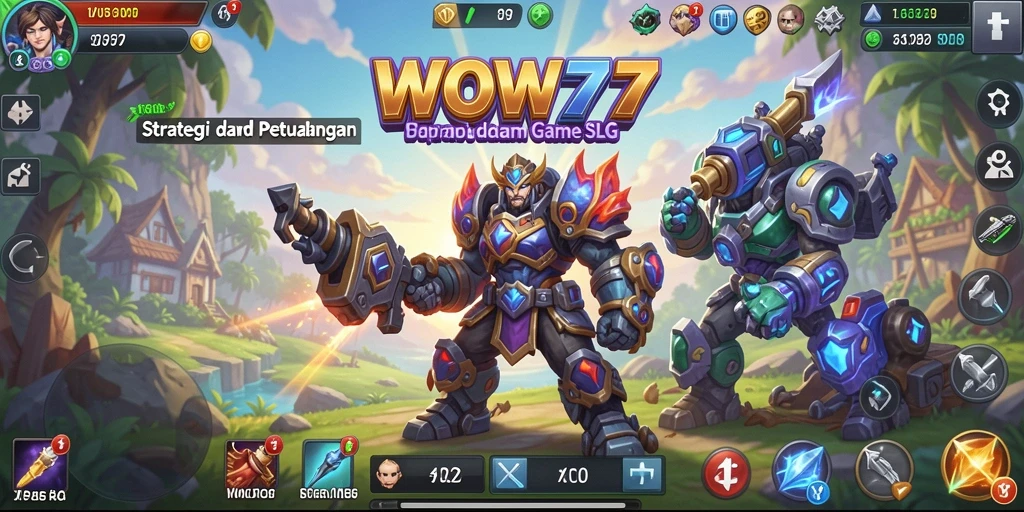 Tampilan gameplay menampilkan strategi dan pertempuran yang intens.