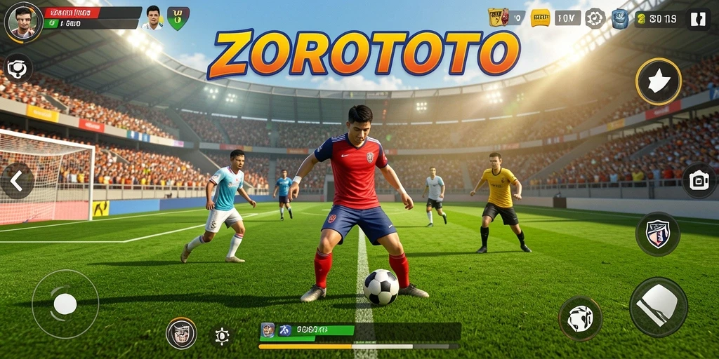 Tampilan gameplay ZOROTOTO yang menampilkan aksi olahraga yang mendebarkan.