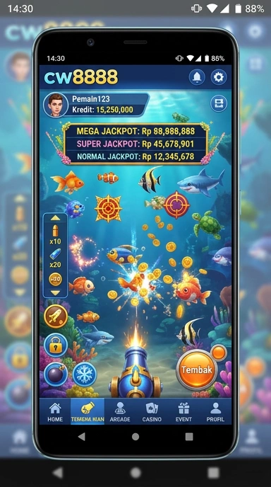 Pengguna sedang menjelajahi aplikasi di cw8888.